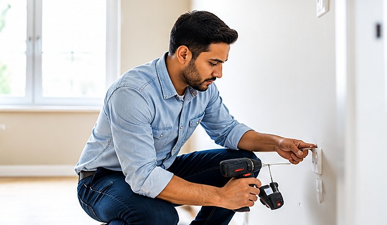 Inspector recording a defect with a tool